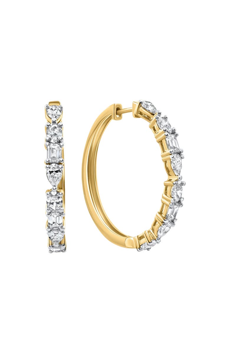 Bliss Diamond 4.34 Ct Multi Fancy Shape Diamond Hoops 14k Gold Lab Grown Women's Earrings, Main, color, 