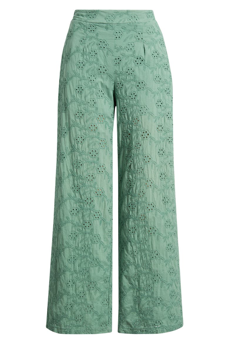 Colosseum Cotton Eyelet Pants, Alternate, color, GREEN