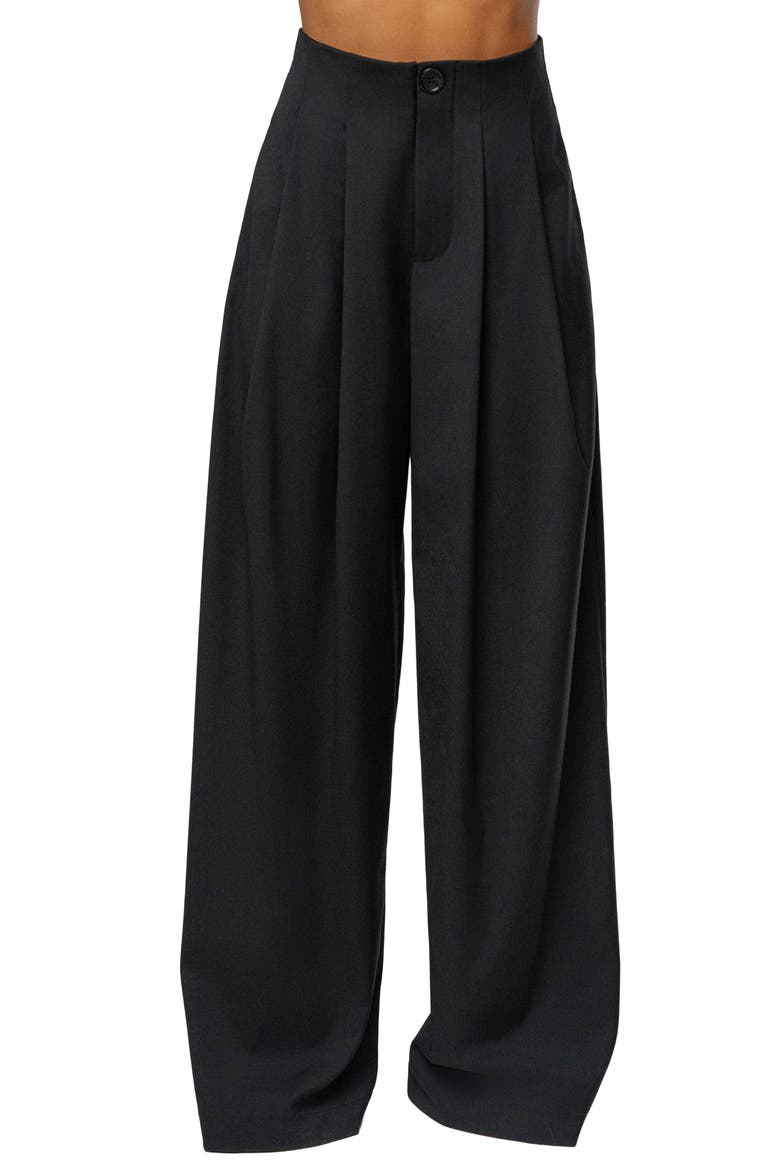 Pleated Wide Leg Pants, Main, color, BLACK