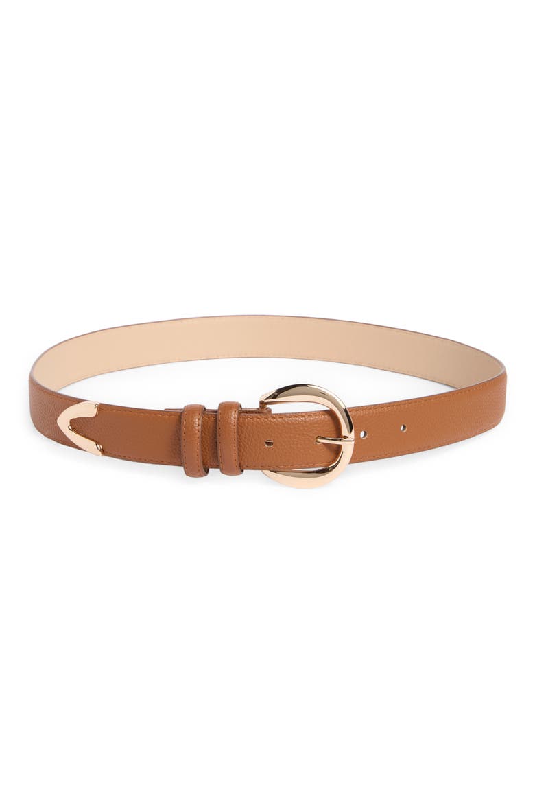 Round Buckle Belt, Main, color, COGNAC