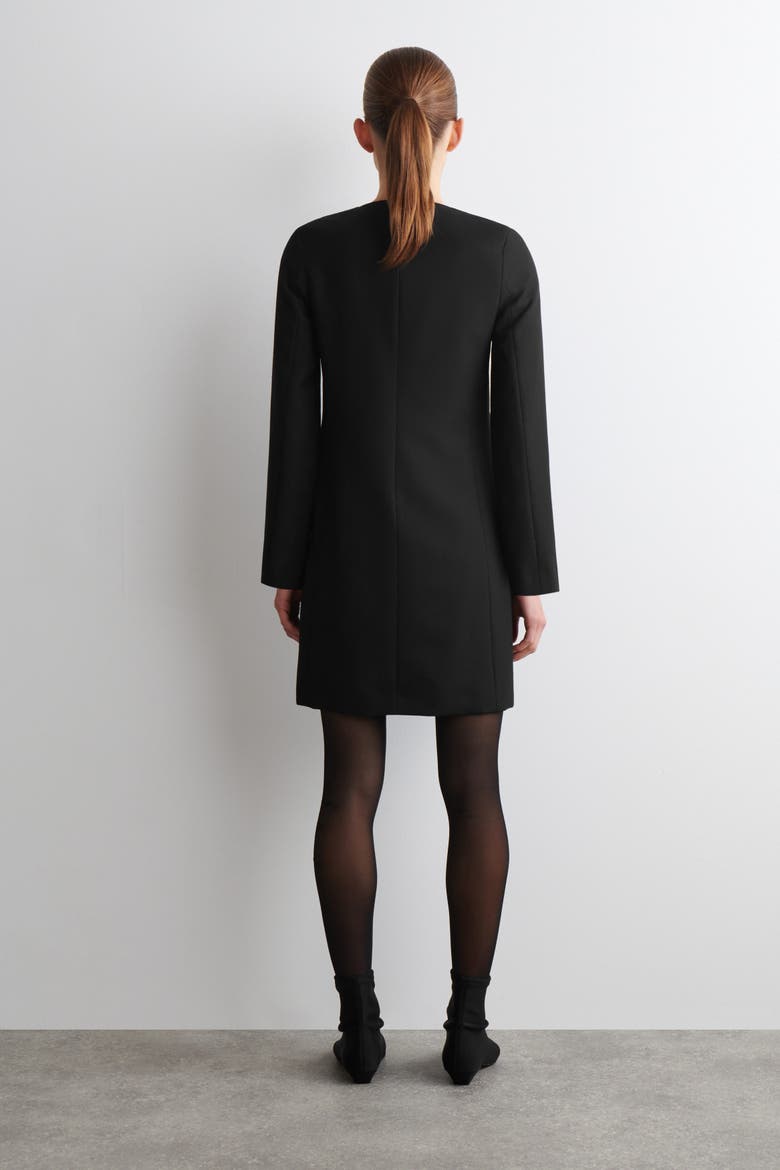 Tailored Wool-Blend Mini Dress, Alternate, color, BLACK