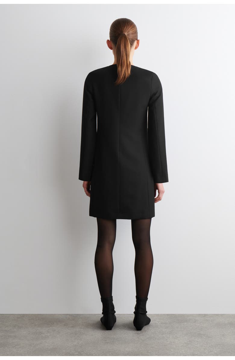 COS Tailored Wool-Blend Mini Dress, Alternate, color, Black