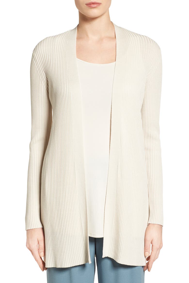 Rib Knit Cardigan, Main, color, BONE