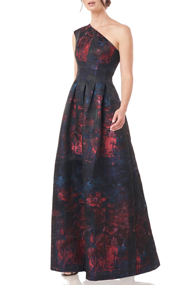 Kay Unger Cara One-Shoulder Gown, Alternate, color, 