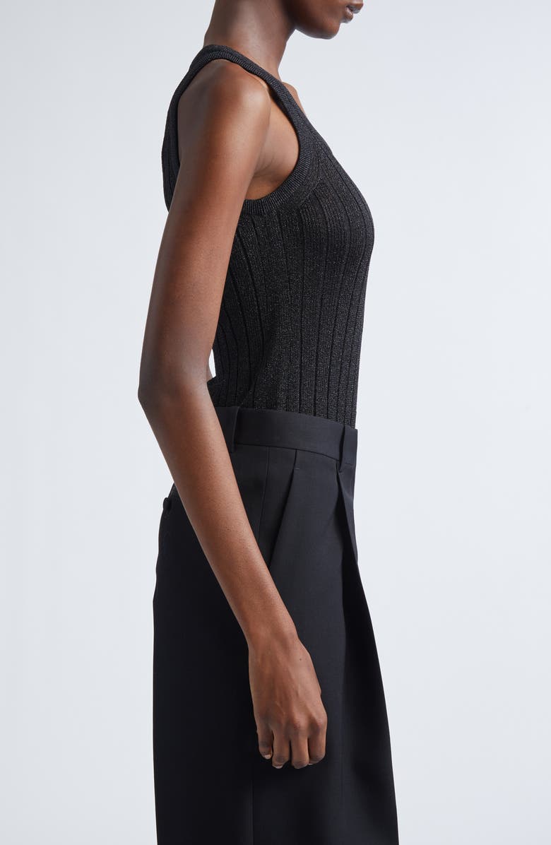 TOM FORD Metallic Rib Tank Top, Alternate, color, Lb999 Black