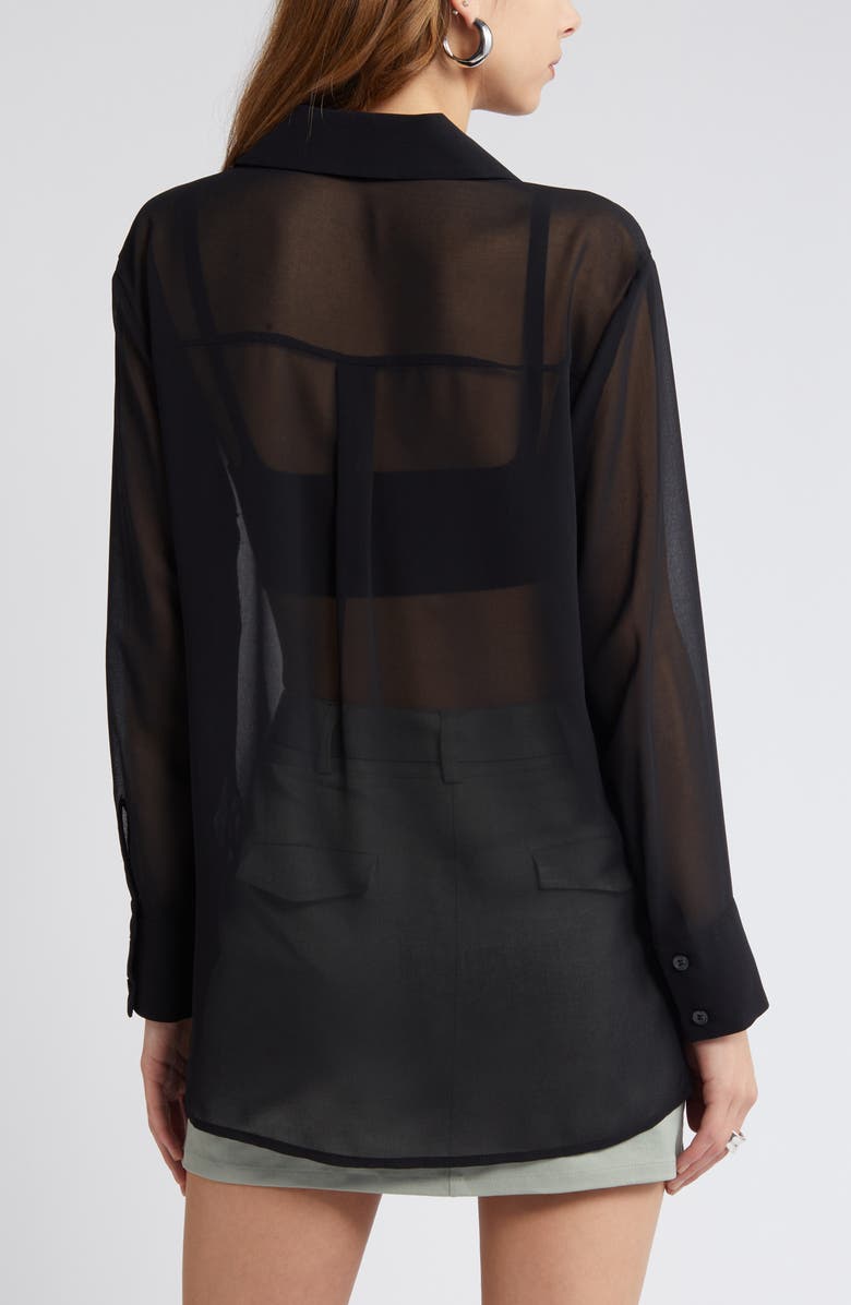 Open Edit Oversize Semisheer Button-Up Shirt, Alternate, color,