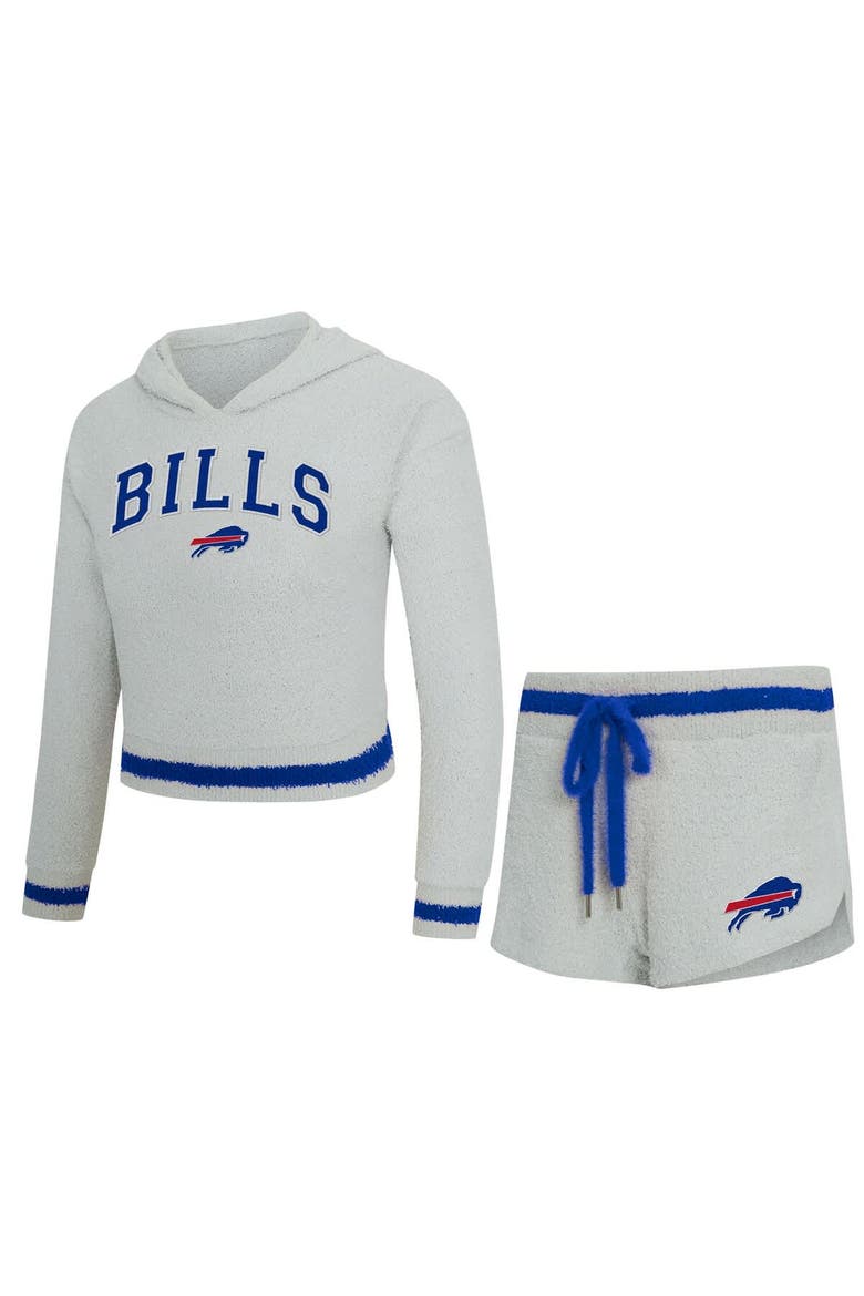 Women's Concepts Sport  Gray Buffalo Bills Whitley Long Sleeve Hoodie Top & Shorts Set, Main, color, Gray