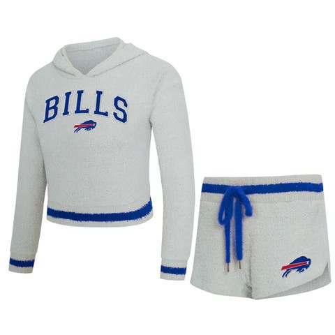 Women's Concepts Sport  Gray Buffalo Bills Whitley Long Sleeve Hoodie Top & Shorts Set