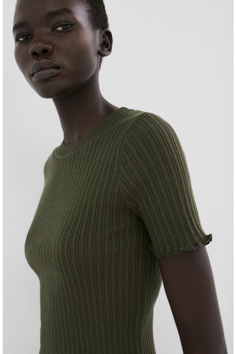 Cotton Blend Rib T-Shirt, Alternate, color, KHAKI GREEN