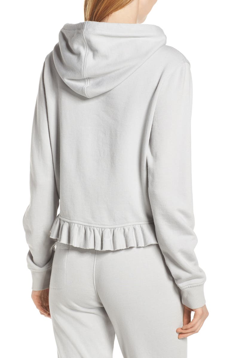 David Lerner Ruffle Hem Crop Hoodie, Alternate, color, 