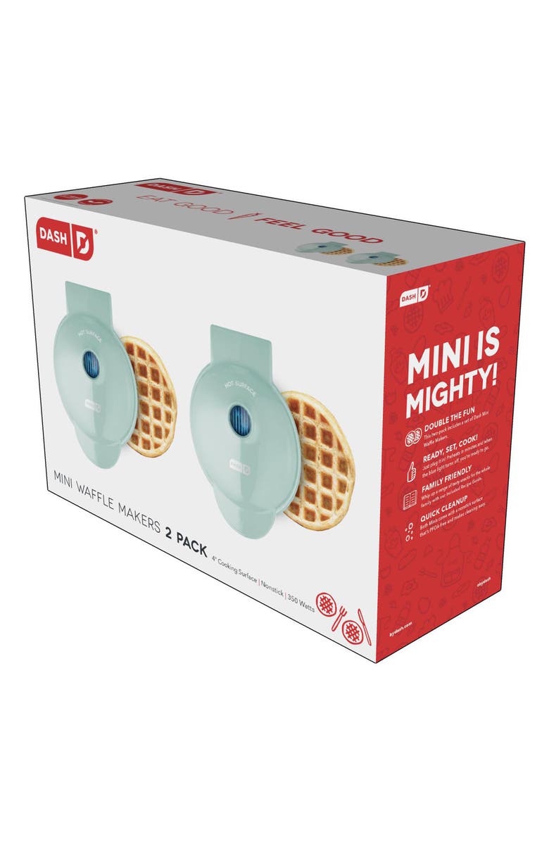 Dash 2-Pack Mini Waffle Makers, Alternate, color, Aqua
