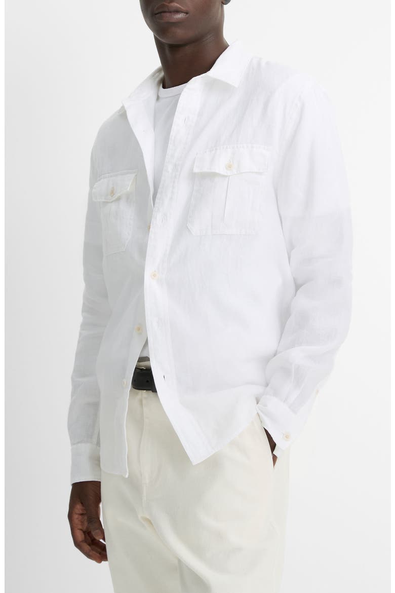 Relaxed Fit Linen Utility Shirt, Alternate, color, OPTIC WHITE