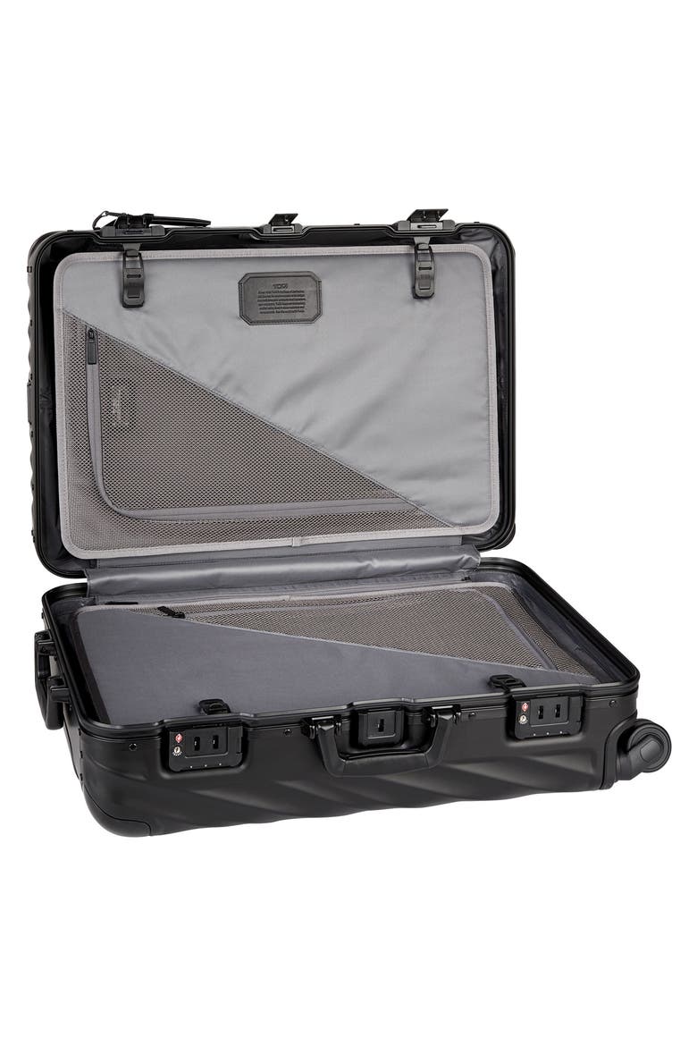 19 Degree Aluminum Medium Checked Luggage, Alternate, color, MATTE BLACK
