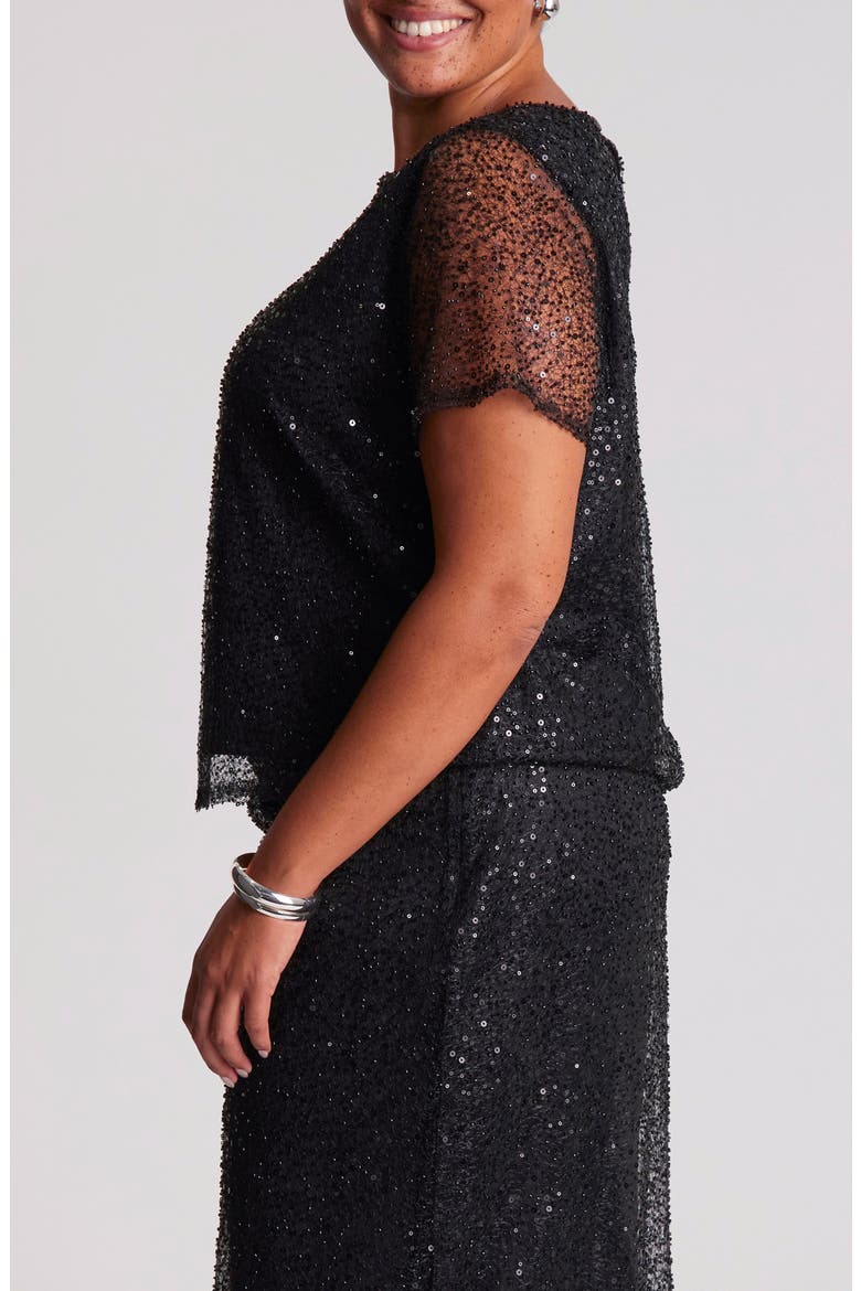 Zaya Sequin Layered Top, Alternate, color, BLACK
