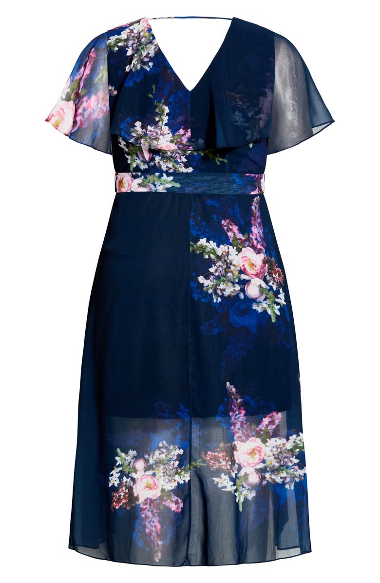 City Chic Amy Floral Faux Wrap Midi Dress, Alternate, color,