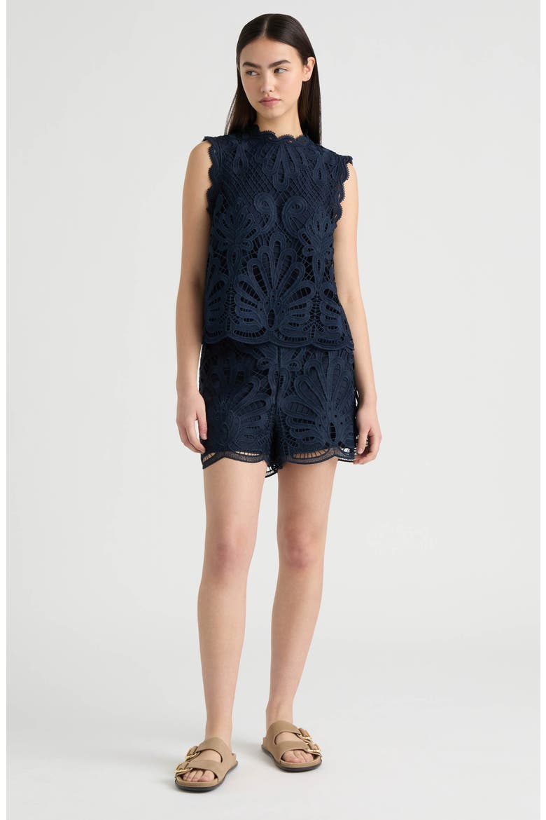Sleeveless Lace Top, Alternate, color, NAVY