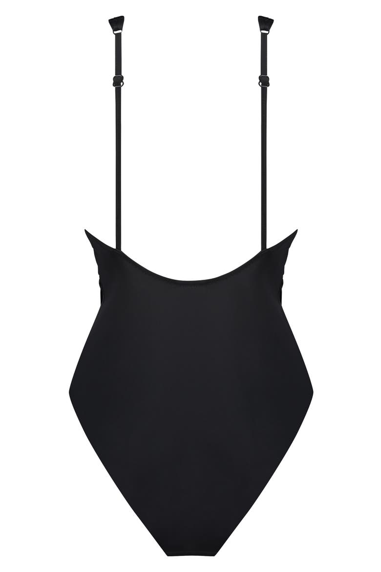Luxe Plunge One-Piece Swimsuit, Alternate, color, NERO
