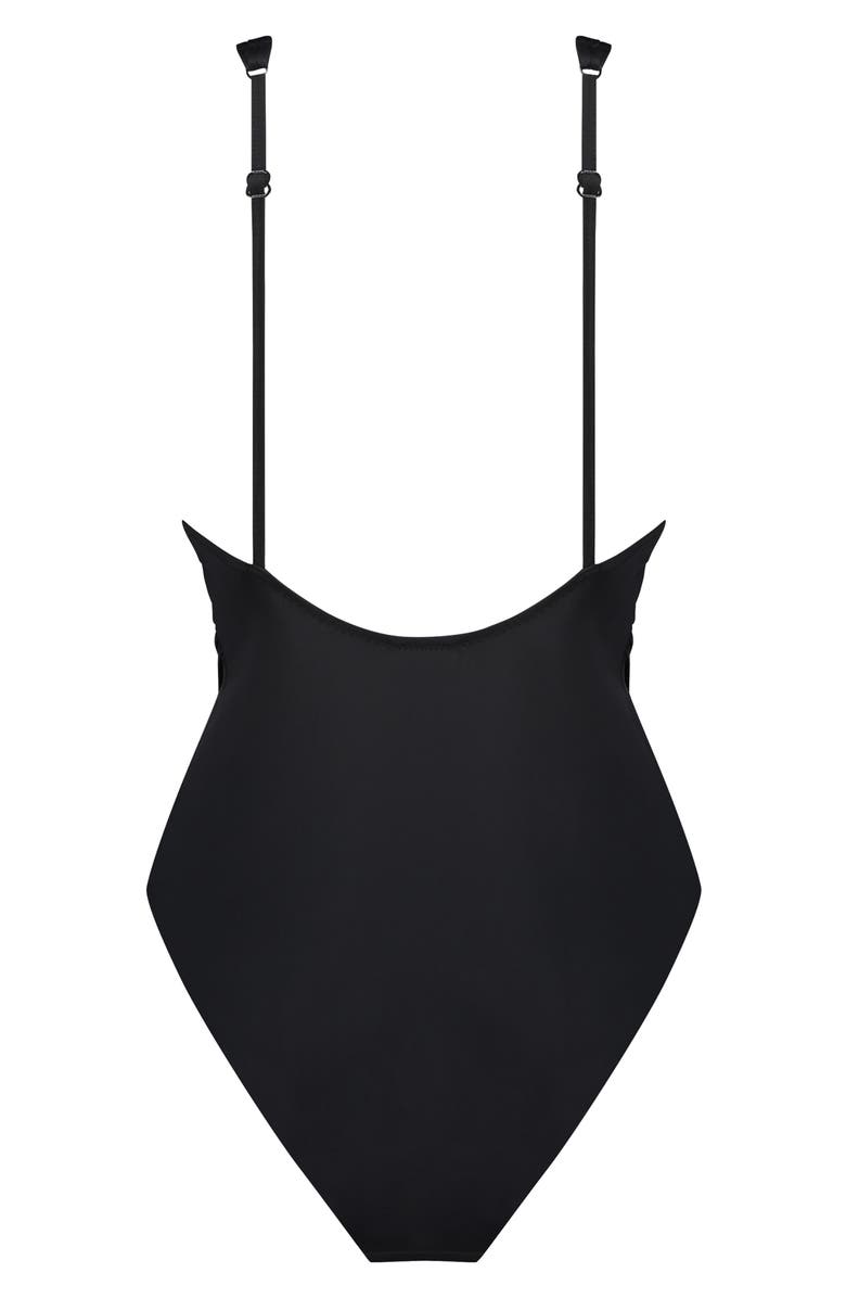 Hunkemöller Luxe Plunge One-Piece Swimsuit, Alternate, color, Nero