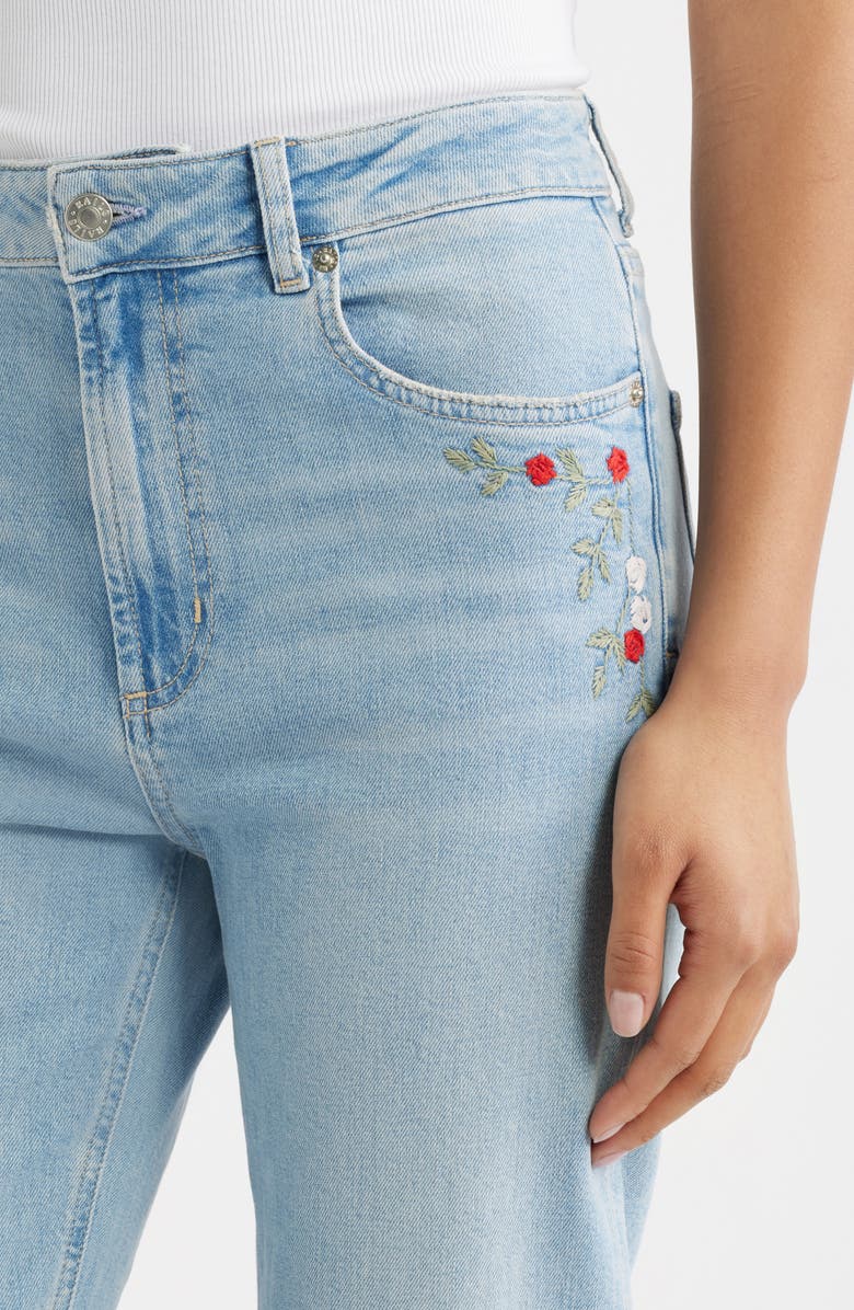 Rails Topanga Floral Embroidered High Waist Straight Leg Jeans, Alternate, color, Dainty Rose