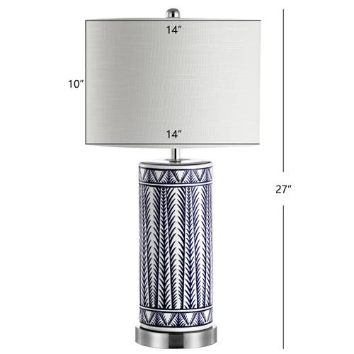 Jonathan Y Sulka 27" Ceramic/iron Contemporary Usb Charging Led Table Lamp, Navy/chrome