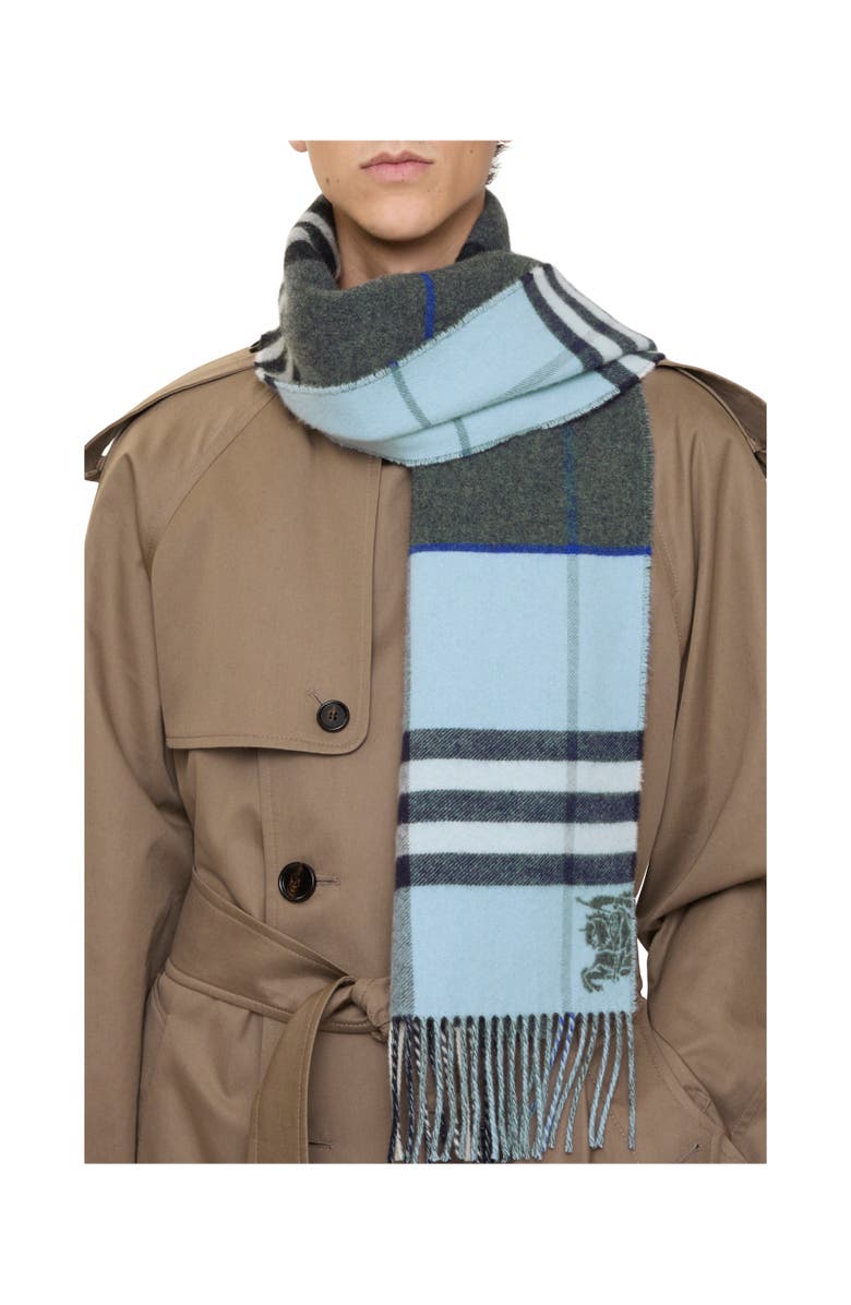 Burberry Contrast Check Cashmere Scarf, Alternate, color, Marlborough Grey/Bank Grey