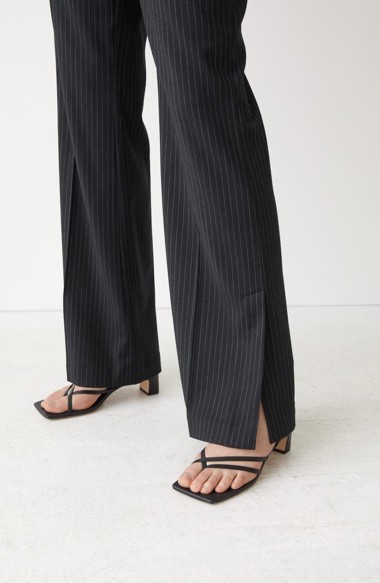& Other Stories Pinstripe High Waist Split Hem Wool Blend Pants, Alternate, color,