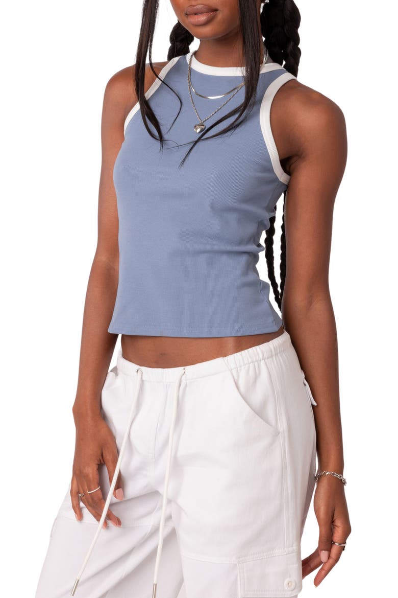 Contrast Rib Tank Top, Alternate, color, BLUE