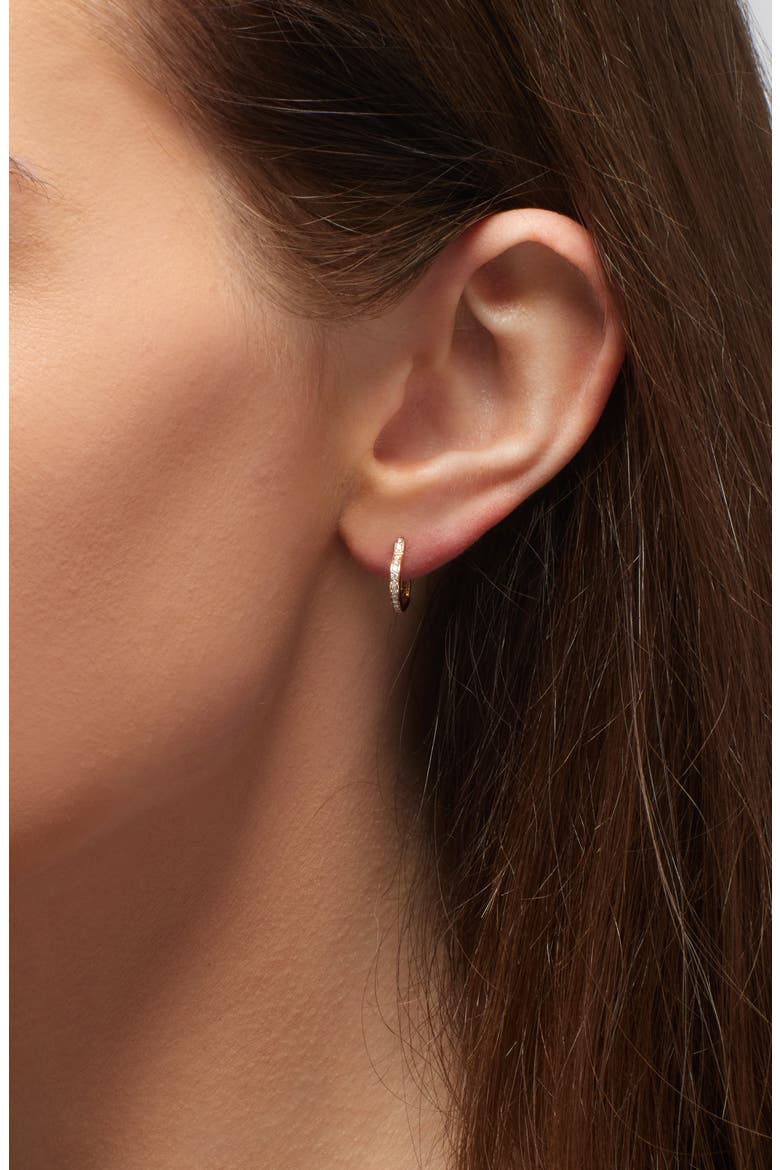 Antifer Diamond Pavé Huggie Heart Hoop Earring, Alternate, color, ROSE GOLD