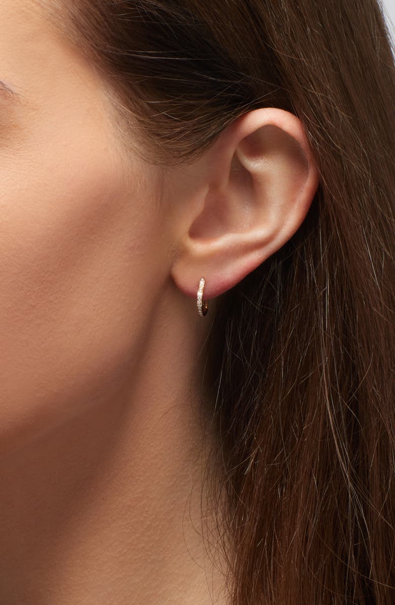 REPOSSI Antifer Diamond Pavé Huggie Heart Hoop Earring, Alternate, color, Rose Gold