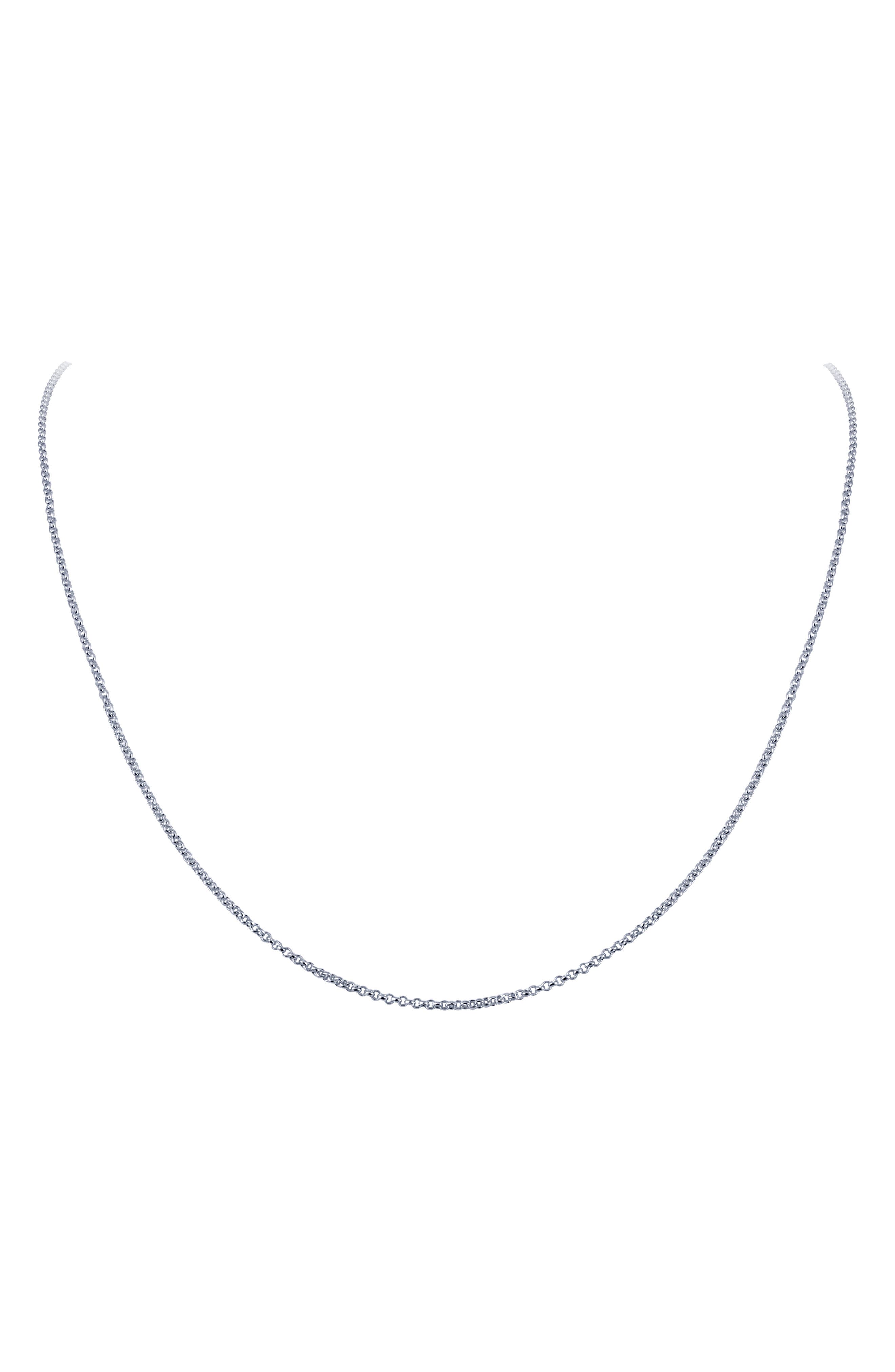 Platinum Bonded Sterling Silver Rolo Chain Necklace