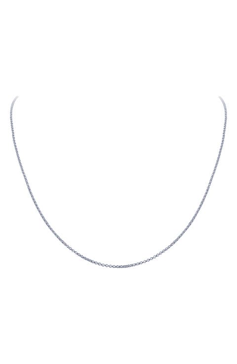Platinum Bonded Sterling Silver Rolo Chain Necklace