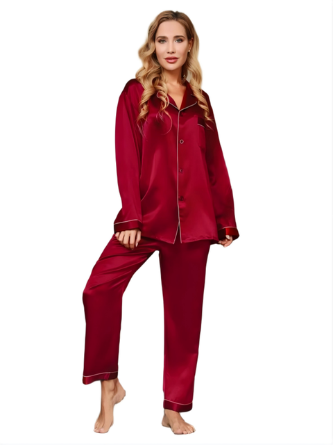 Pure Silk Long Sleeve Notch Collar Pajamas