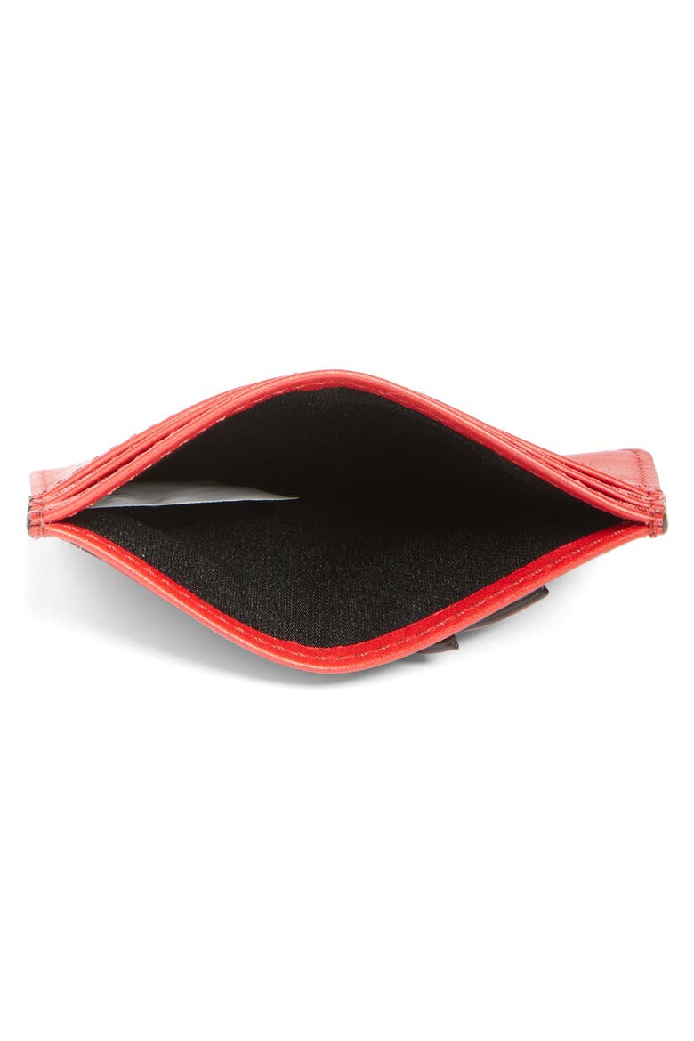 Rooster Leather Card Case, Alternate, color, SCARLET