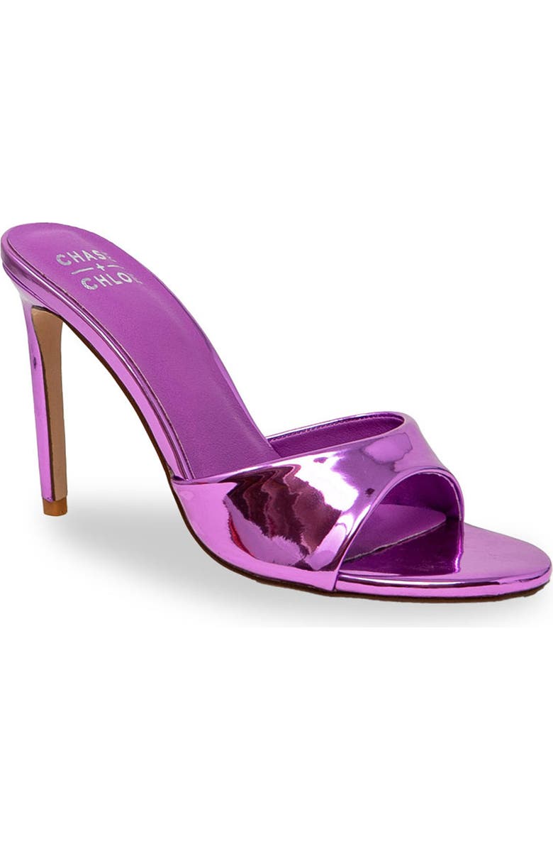 CHASE AND CHLOE Slide Stiletto Sandal, Main, color, Purple Mirror