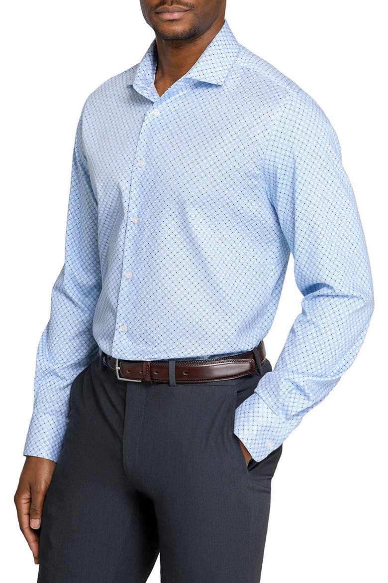 Slim Fit Cross Geo Reworked Button-Up Shirt, Alternate, color, WHITE/ BLUE