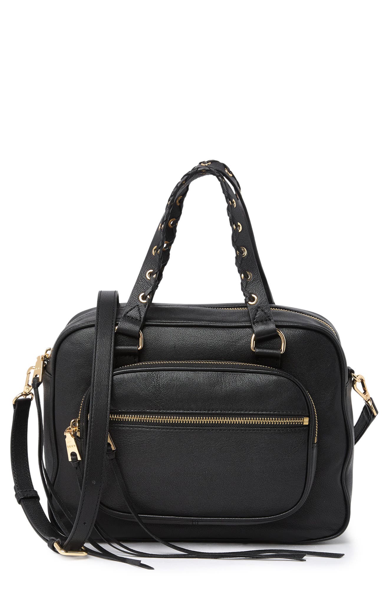 Shanna Leather Satchel, Main, color, BLACK