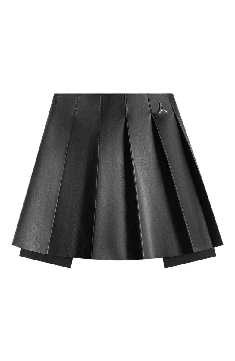 Manière De Voir Juliette Leather Pleated Skort, Alternate, color, Black