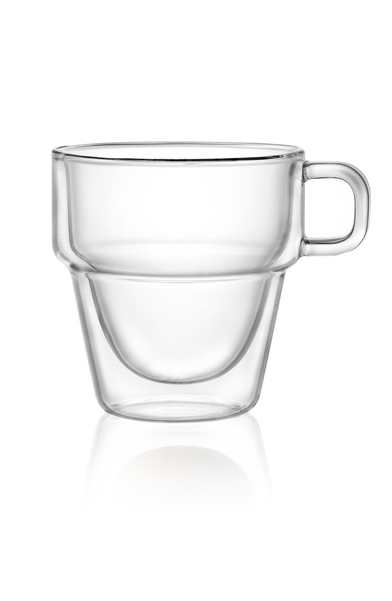 JoyJolt Stoiva Stackable Double Wall Espresso Cup - Set of 4, Main, color, Clear