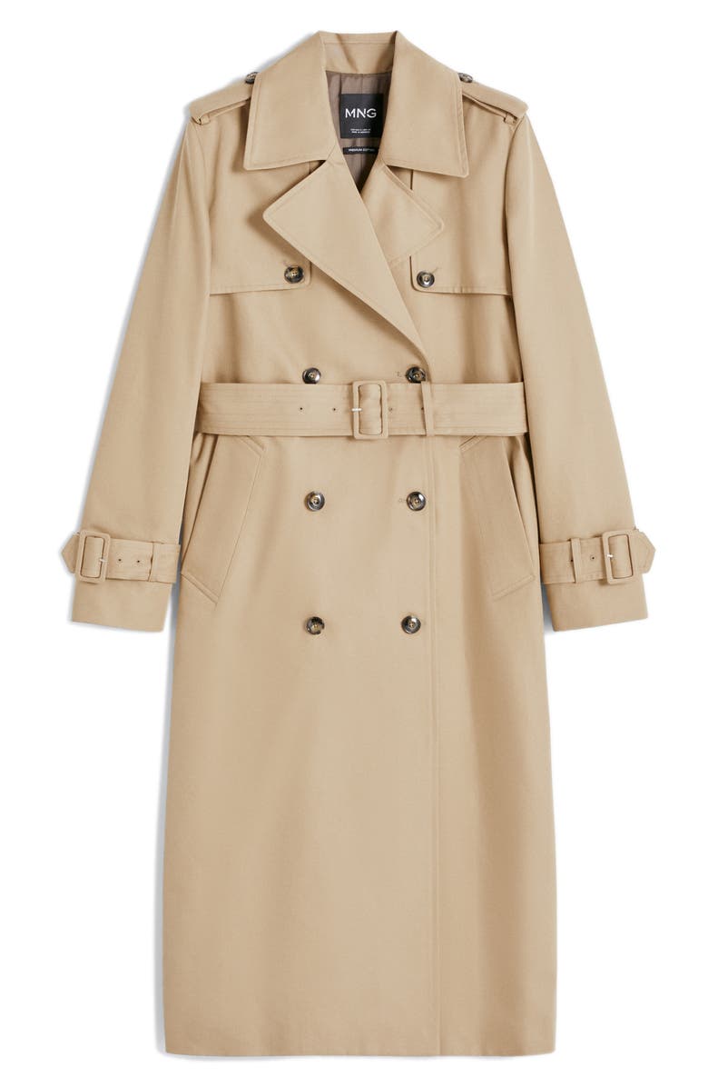 MANGO Water Repellent Cotton Gabardine Trench Coat, Alternate, color,