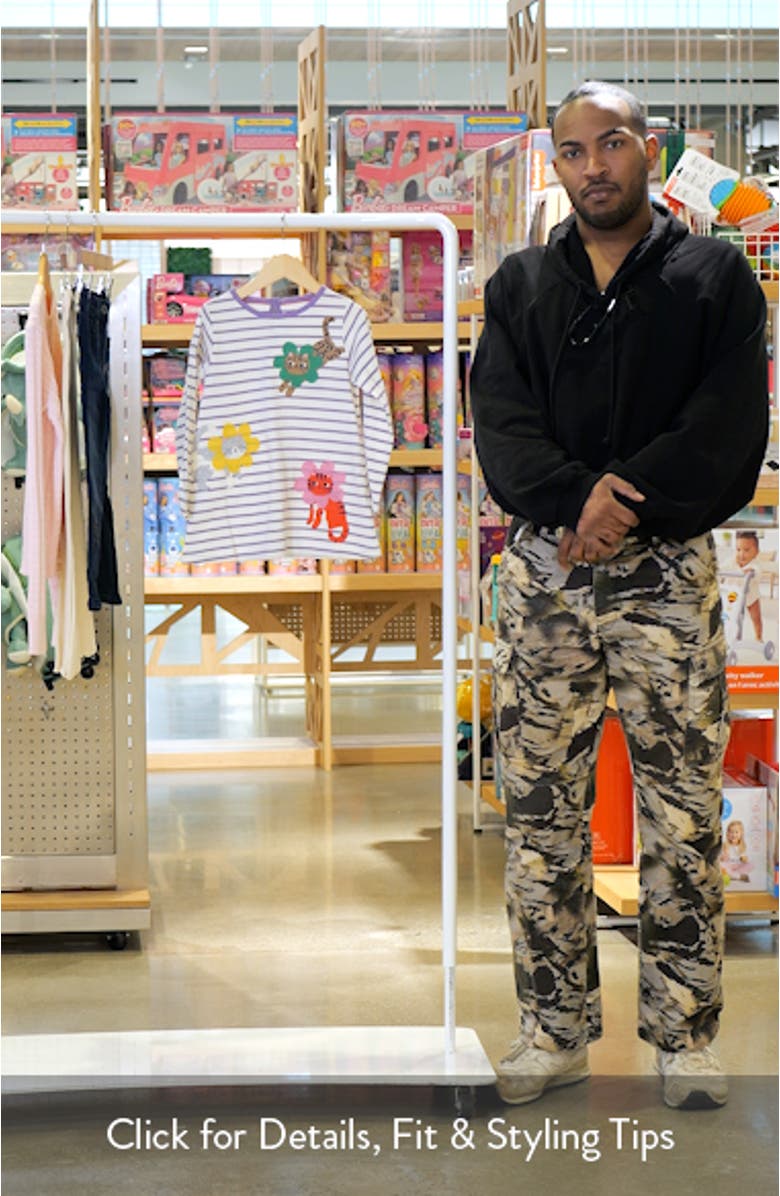 Kids' Stripe Cat Appliqué Long Sleeve Graphic Tunic, sales video thumbnail