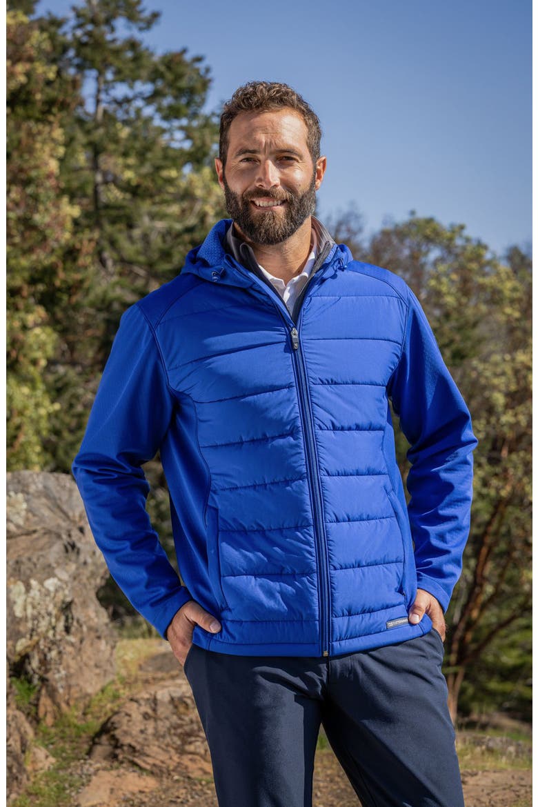 Evoke Hybrid Softshell Hooded Jacket, Alternate, color, TOUR BLUE