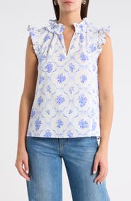 SUGARLIPS Nia Floral Jaye Flutter Sleeve Stretch Cotton Top