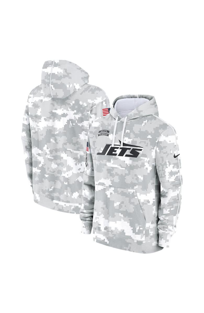 Nike Youth Nike White/Gray New York Jets 2024 Salute To Service Pullover Hoodie, Main, color, 
