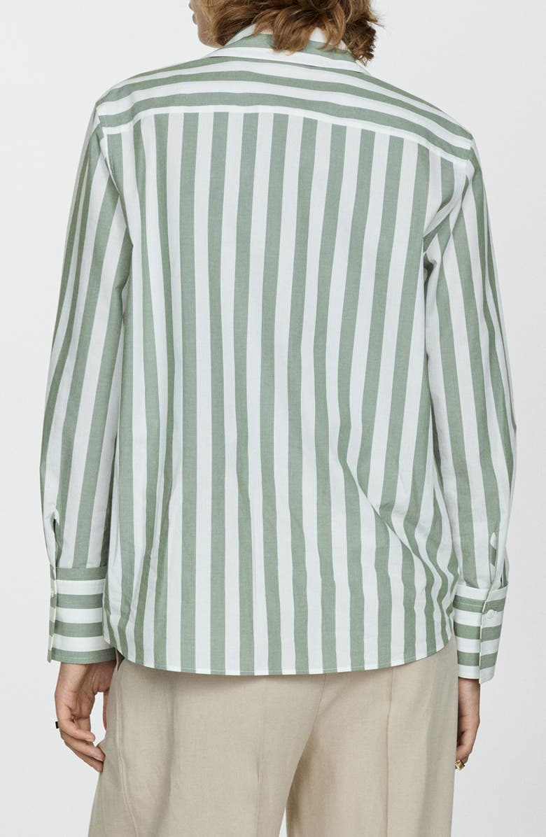 MANGO Stripe Cotton Button-Up Shirt, Alternate, color,