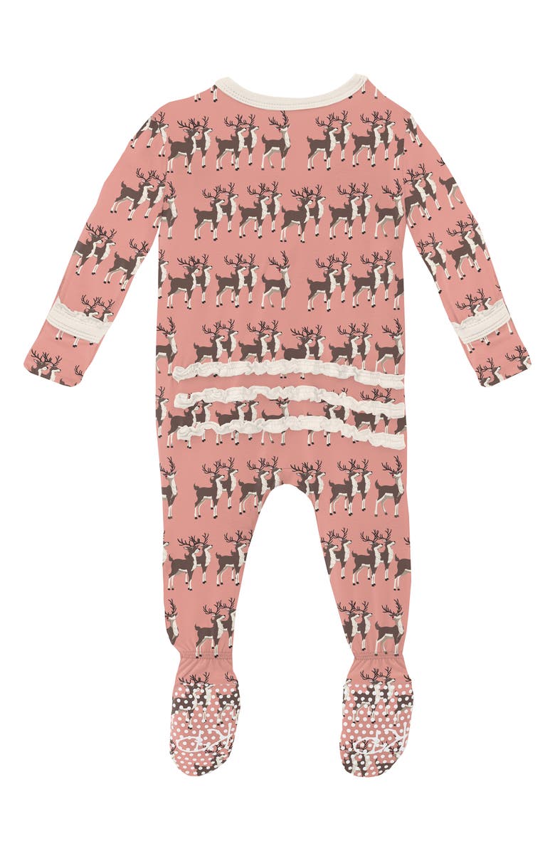KicKee Pants Reindeer Print Fitted One-Piece Pajamas, Alternate, color, 