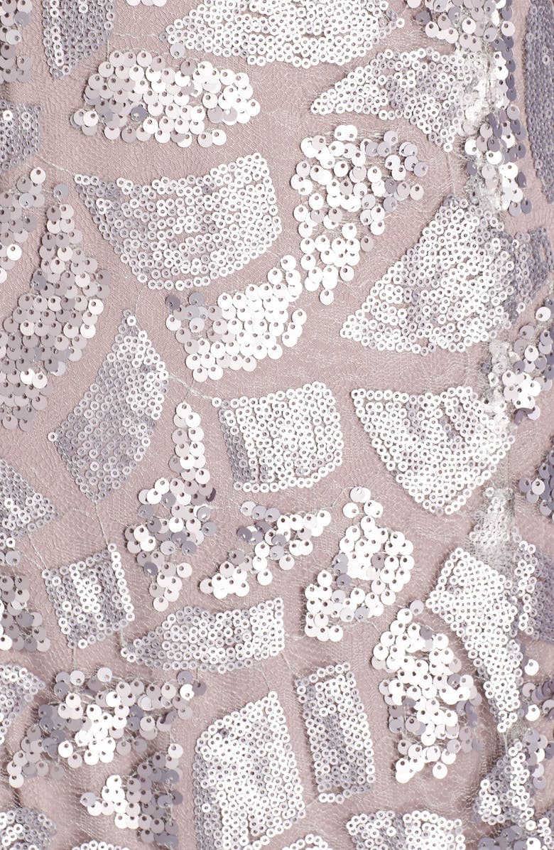 Donna Morgan 'Camilla' Sequin Flutter Sleeve Gown, Alternate, color, Grey Ridge