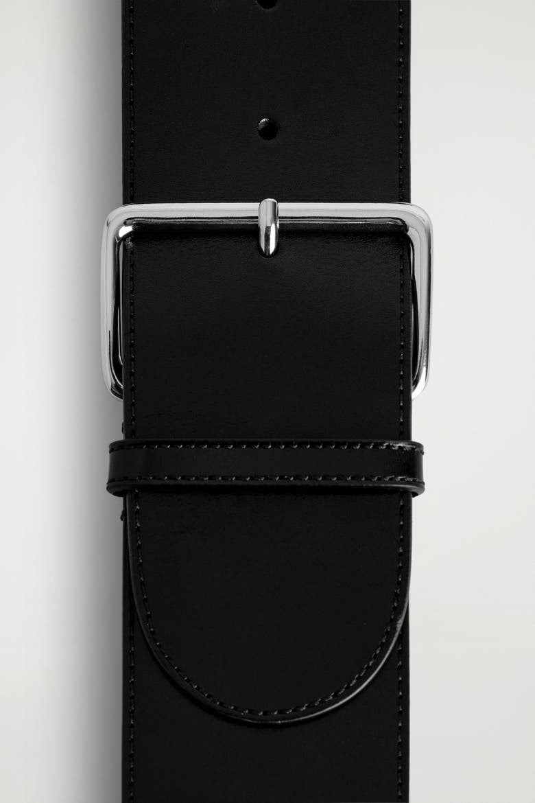 Wide Leather Belt, Alternate, color, BLACK