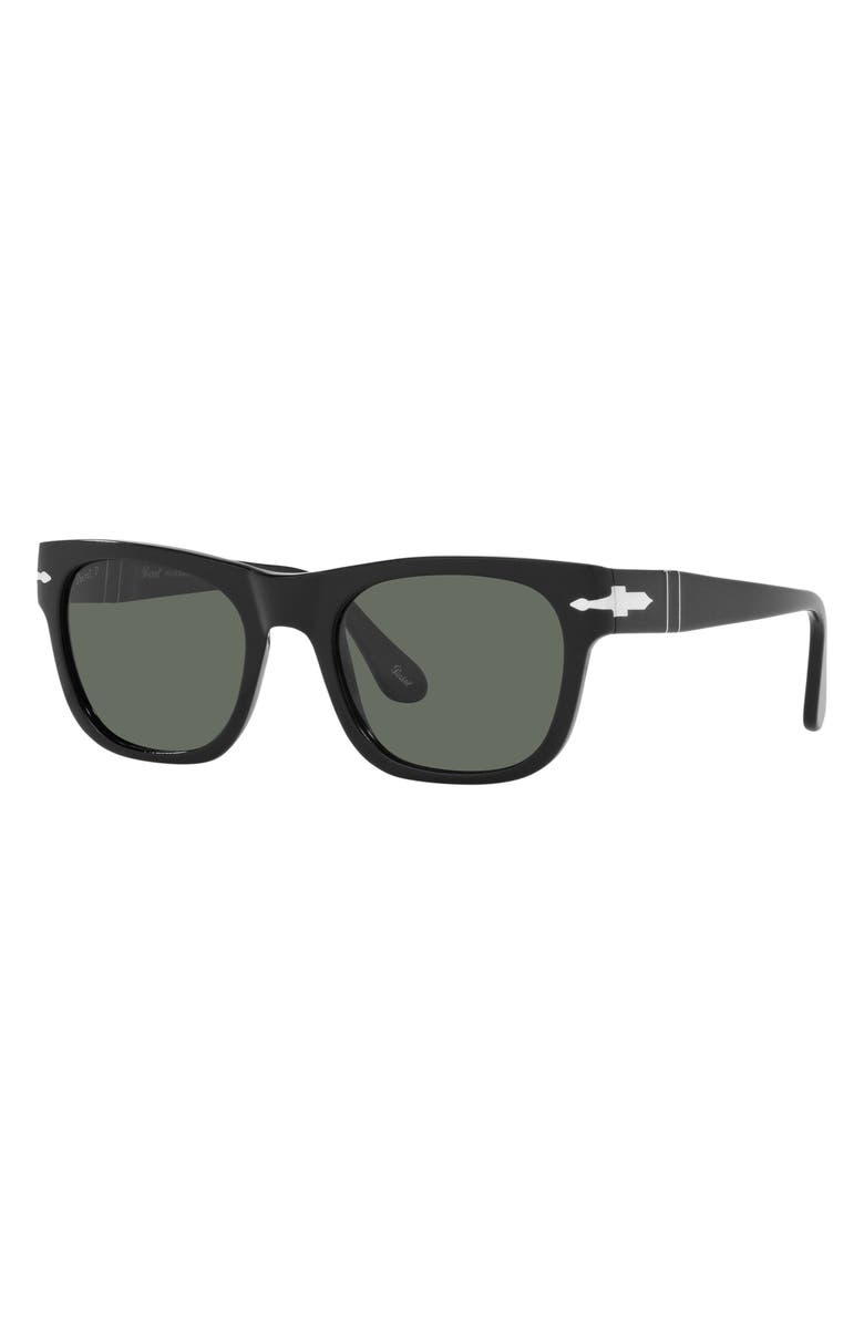 Persol 52mm Polarized Rectangle Sunglasses, Alternate, color, Black/ Light Blue