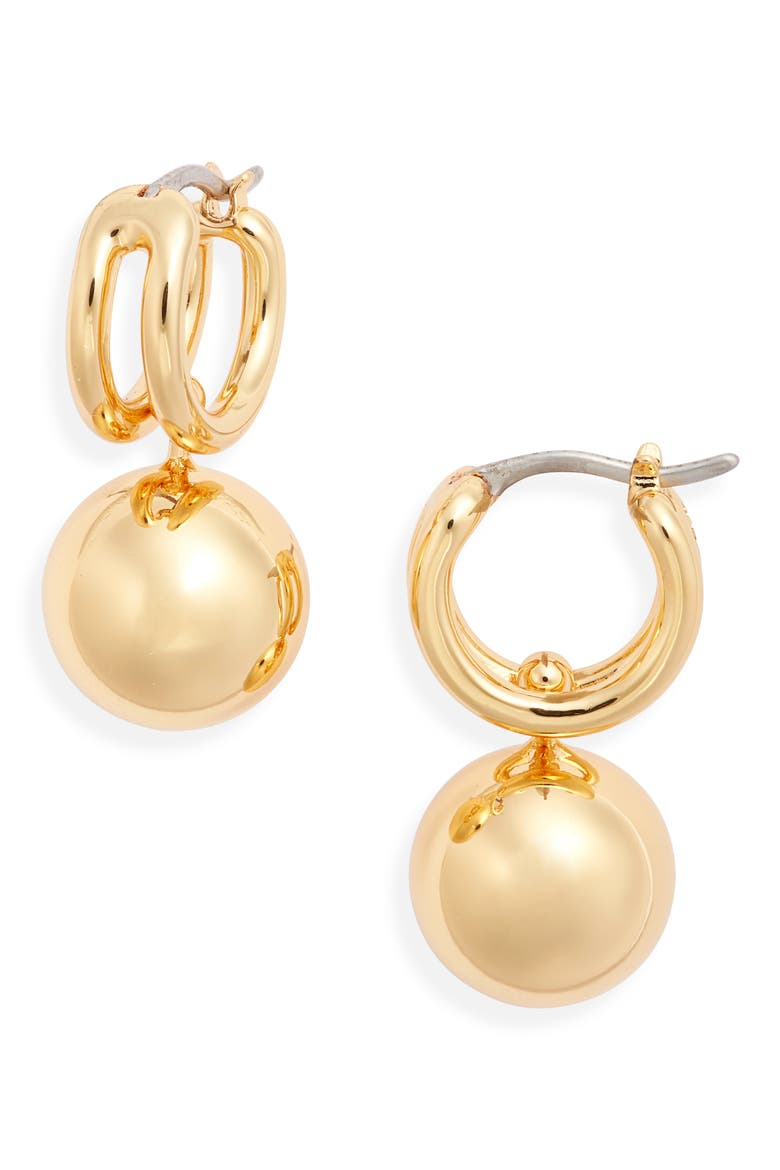 Lyra Huggie Drop Earrings, Main, color, HIGH POLISH GOLD