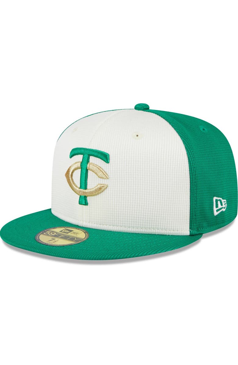 New Era Men's New Era White/Green Minnesota Twins 2024 St. Patrick's Day 59FIFTY Fitted Hat, Main, color,